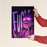 Neon Rebel – Anime Girl Middle Finger Poster